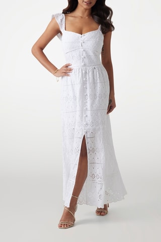 Robe longue en broderie anglaise - Blanc