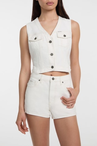 Veste sans manches en jean - Blanc