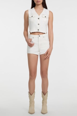 Veste sans manches en jean - Blanc