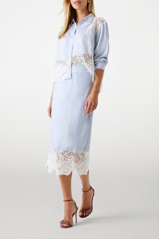 Jupe droite taille haute - Bleu clair