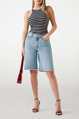 Short wide legs en jean taille haute - Bleu