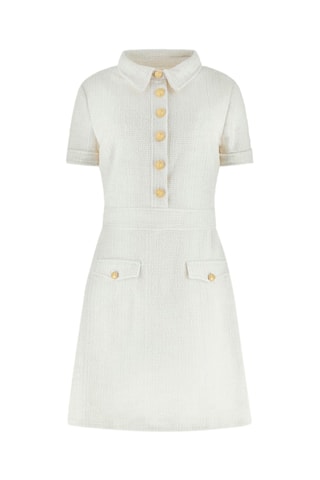 Robe droite en tweed - Ecru