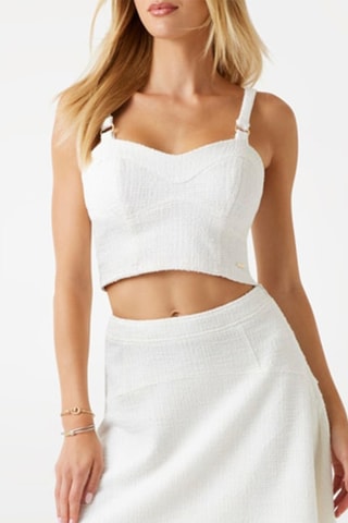 Crop top en tweed - Blanc