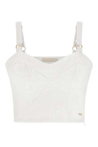 Crop top en tweed - Blanc