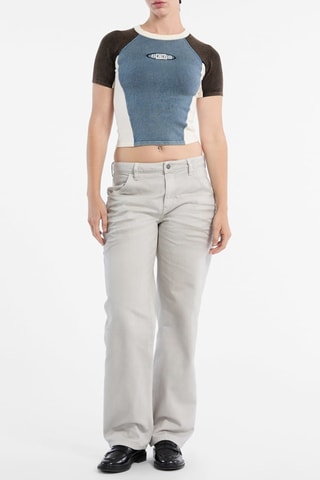 T-shirt cropped - Bleu-gris