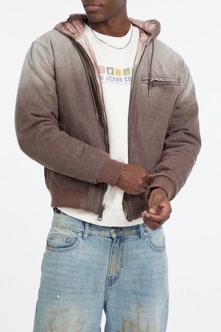 Bomber en jean à capuche - Marron