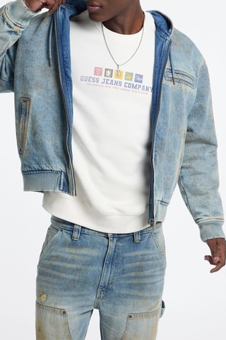 Veste en jean à capuche - Bleu
