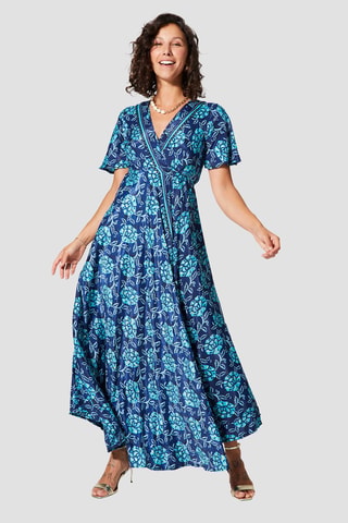 Vestido largo - Dorado y azul marino