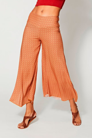 Pantalón wide leg - Rojo y amarillo