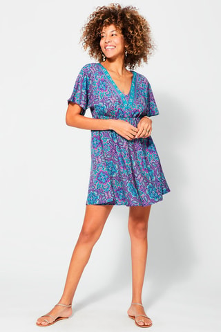 Vestido trapecio - Azul y violeta