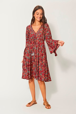 Robe volantée droit - Bordeaux et gris