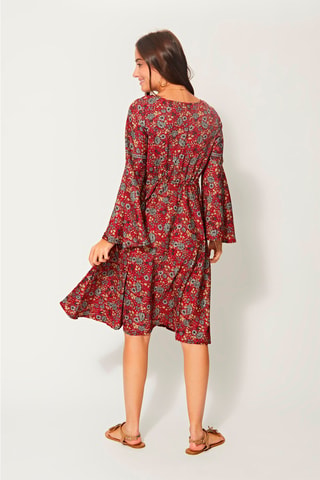 Robe volantée droit - Bordeaux et gris