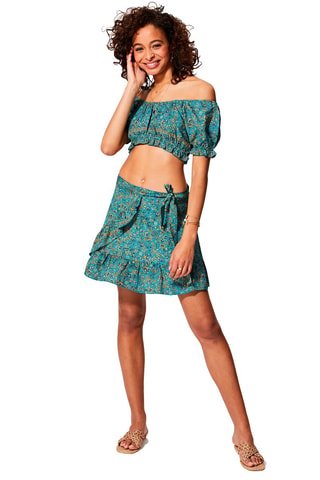 Top y falda - Turquesa y amarillo