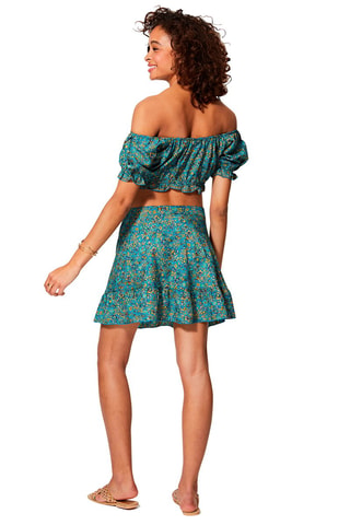 Top y falda - Turquesa y amarillo