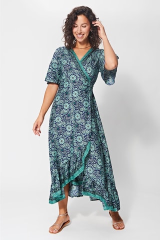 Vestido cruzado - Azul marino y verde
