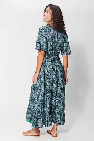 Vestido cruzado - Azul marino y verde