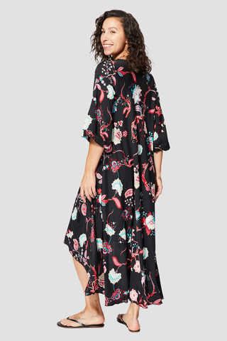 Vestido largo - Negro y beige