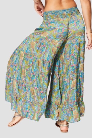 Pantalón palazzo - Verde y turquesa