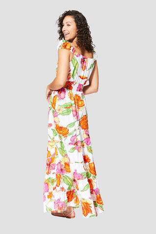 Vestido largo - Blanco y rosa