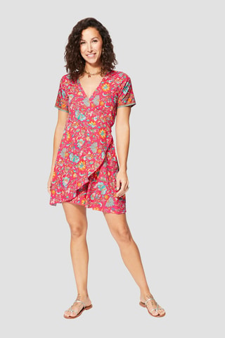 Robe portefeuille - Rose et orange