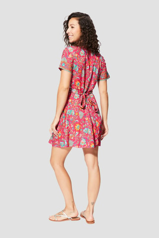 Robe portefeuille - Rose et orange