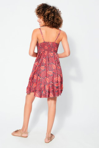 Vestido evasé recto - Azul y rosa