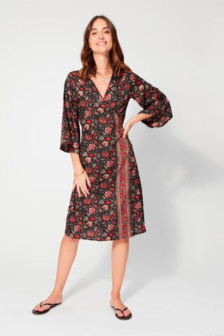 Robe portefeuille - Noir et rouge