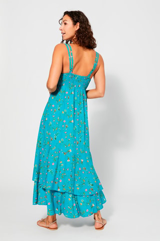 Vestido largo - Turquesa y rosa