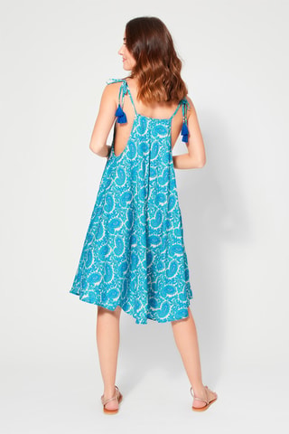 Vestido trapecio - Beige y azul