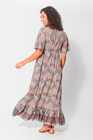 Vestido largo - Rosa y gris