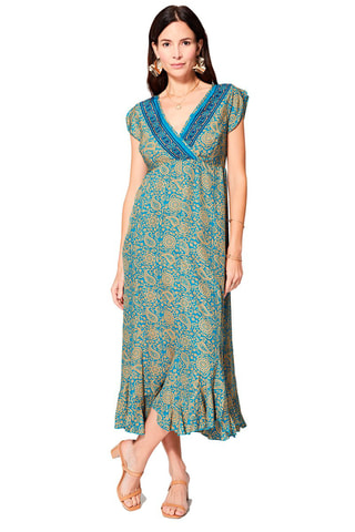 Vestido largo - Azul y turquesa