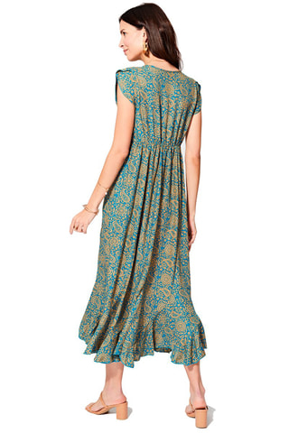 Vestido largo - Azul y turquesa