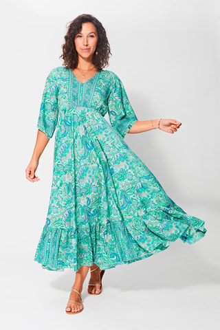 Vestido largo - Verde y azul