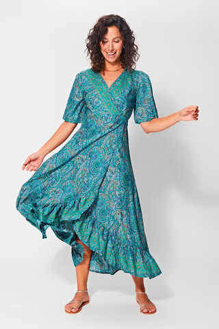 Vestido largo - Turquesa y violeta