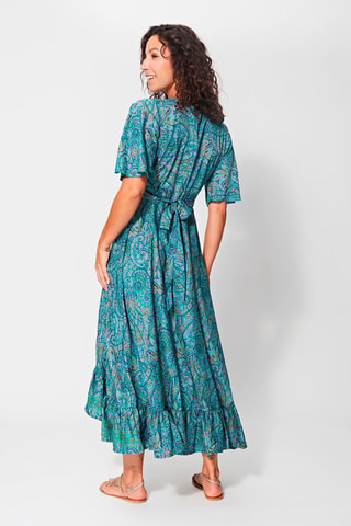 Vestido largo - Turquesa y violeta