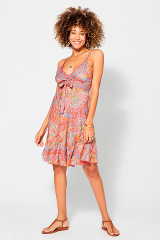 Vestido trapecio - Naranja y rosa