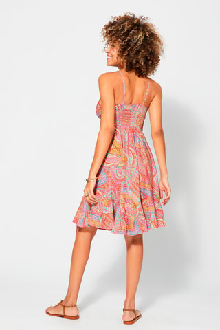 Vestido trapecio - Naranja y rosa