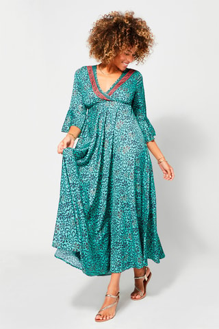Vestido largo - Turquesa y azul marino