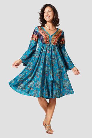 Vestido evasé - Dorado