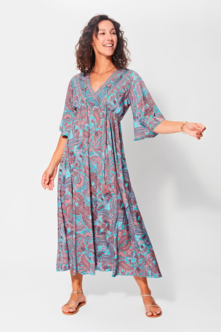 Vestido largo - Azul y rosa