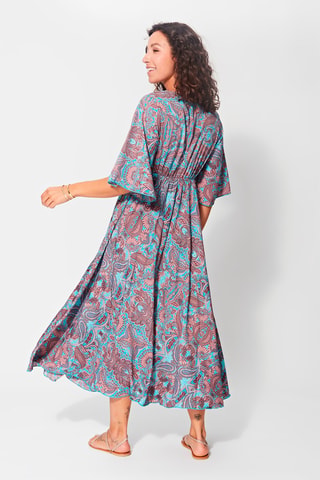 Vestido largo - Azul y rosa