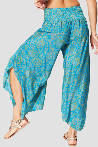Pantalón palazzo - Turquesa y amarillo