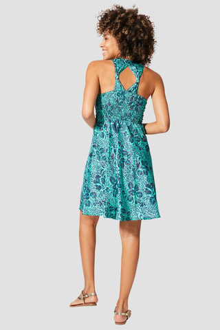 Vestido evasé - Dorado y turquesa