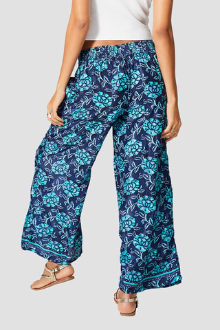 Pantalón palazzo - Dorado y azul marino