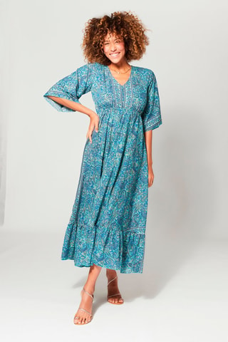 Vestido largo - Azul y turquesa