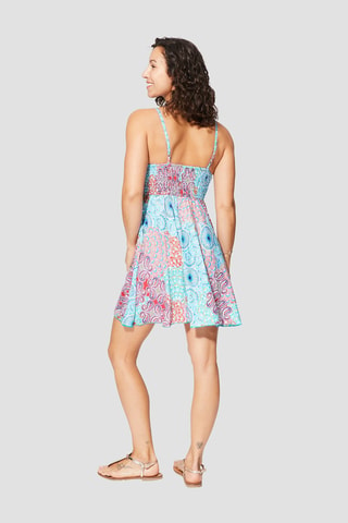 Robe volantée - Bleu et turquoise
