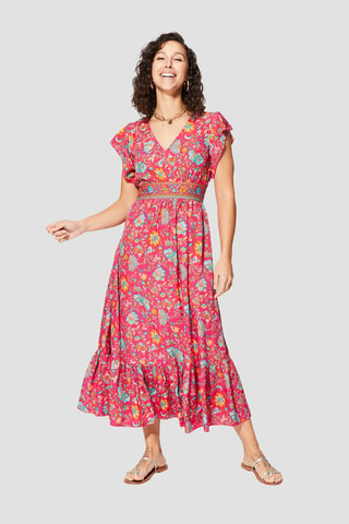 Vestido largo - Rosa y naranja