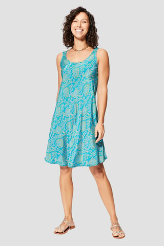 Robe volantée - Turquoise et jaune