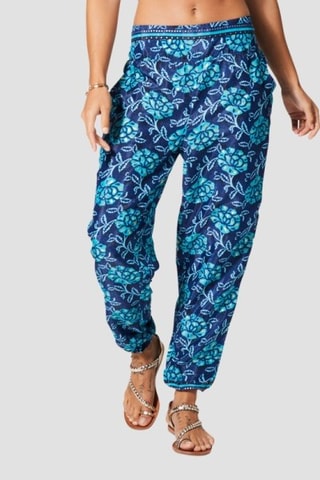 Pantalón flare - Dorado y azul marino