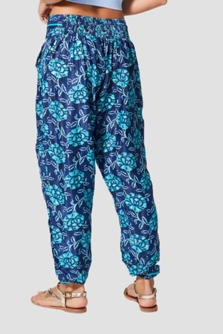 Pantalón flare - Dorado y azul marino